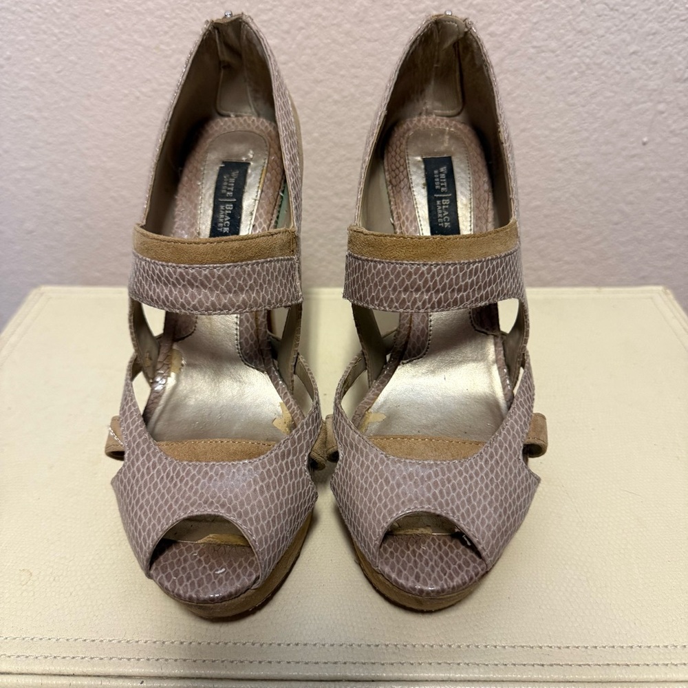 White House Black Market Taupe Cutout Heels